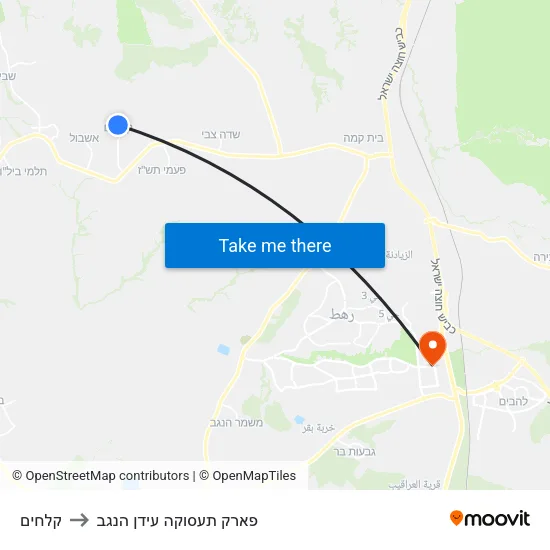 קלחים to פארק תעסוקה עידן הנגב map