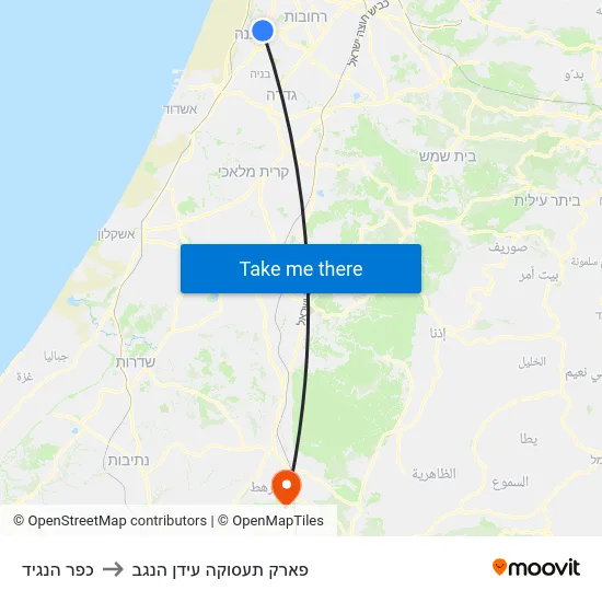כפר הנגיד to פארק תעסוקה עידן הנגב map