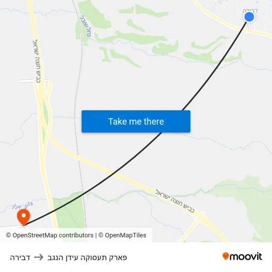 דבירה to פארק תעסוקה עידן הנגב map