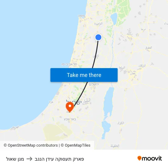 מגן שאול to פארק תעסוקה עידן הנגב map