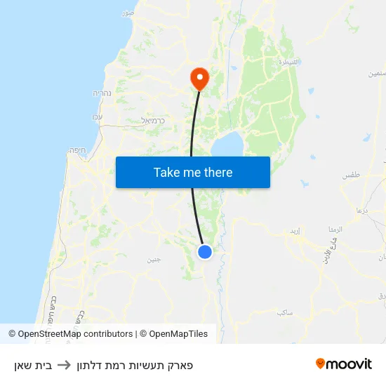 בית שאן to פארק תעשיות רמת דלתון map