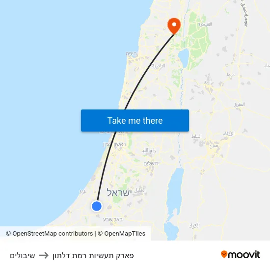 שיבולים to פארק תעשיות רמת דלתון map