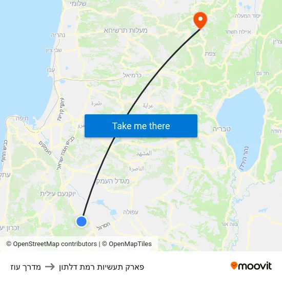 מדרך עוז to פארק תעשיות רמת דלתון map