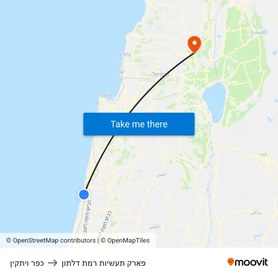 כפר ויתקין to פארק תעשיות רמת דלתון map