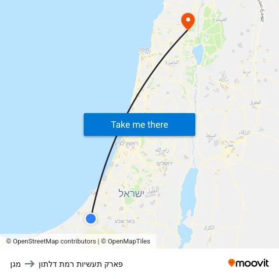 מגן to פארק תעשיות רמת דלתון map