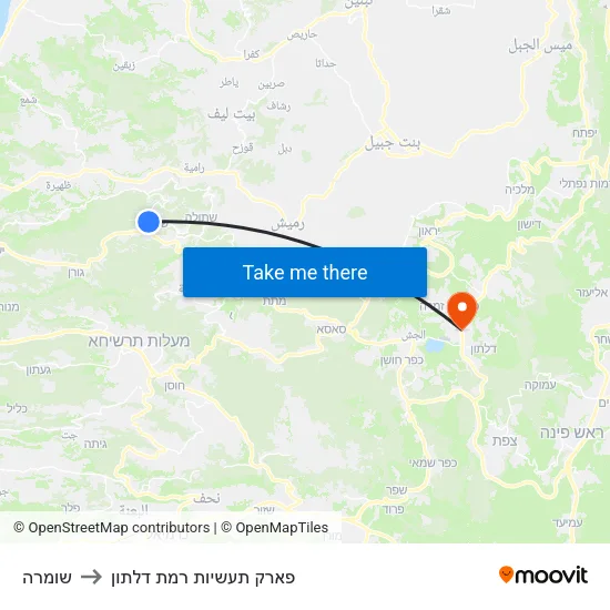 שומרה to פארק תעשיות רמת דלתון map