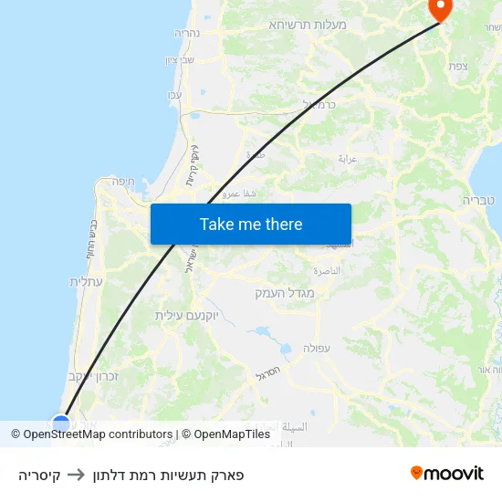 קיסריה to פארק תעשיות רמת דלתון map