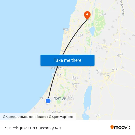 יכיני to פארק תעשיות רמת דלתון map