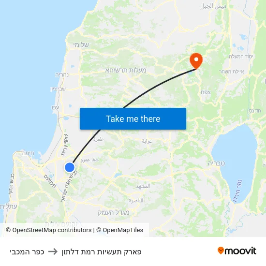 כפר המכבי to פארק תעשיות רמת דלתון map