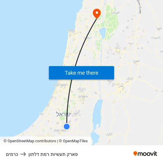 כרמים to פארק תעשיות רמת דלתון map