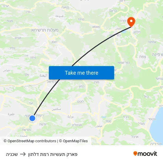 שכניה to פארק תעשיות רמת דלתון map