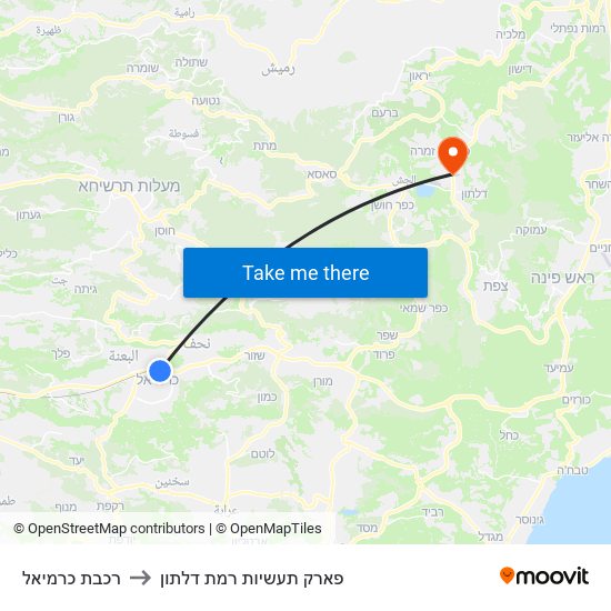 רכבת כרמיאל to פארק תעשיות רמת דלתון map