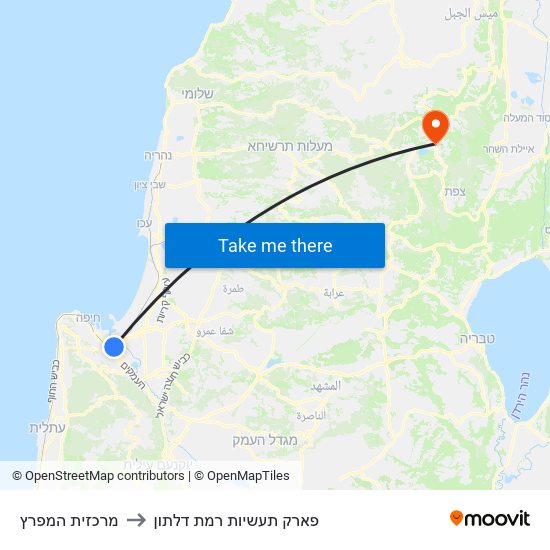 מרכזית המפרץ to פארק תעשיות רמת דלתון map