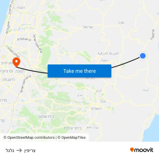 גלגל to צריפין map