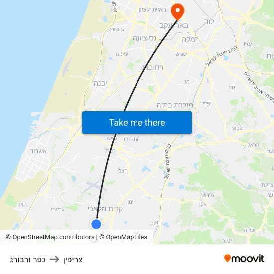 כפר ורבורג to צריפין map