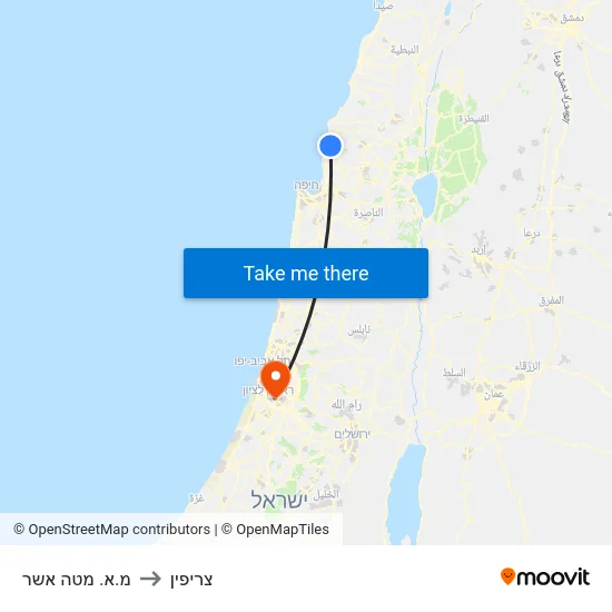 מ.א. מטה אשר to צריפין map