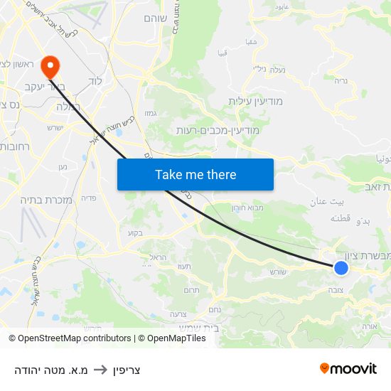 מ.א. מטה יהודה to צריפין map