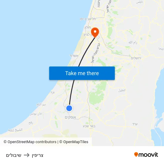 שיבולים to צריפין map