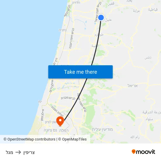 מגל to צריפין map