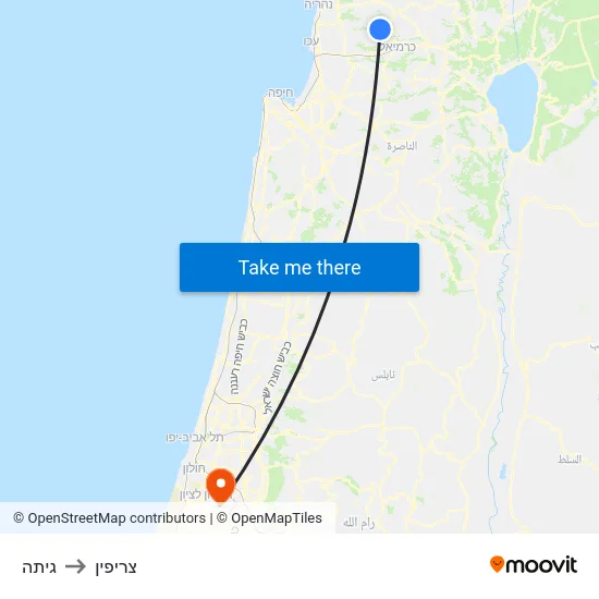 גיתה to צריפין map