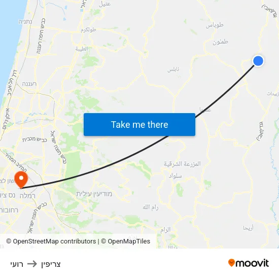 רועי to צריפין map