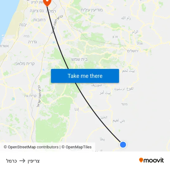 כרמל to צריפין map