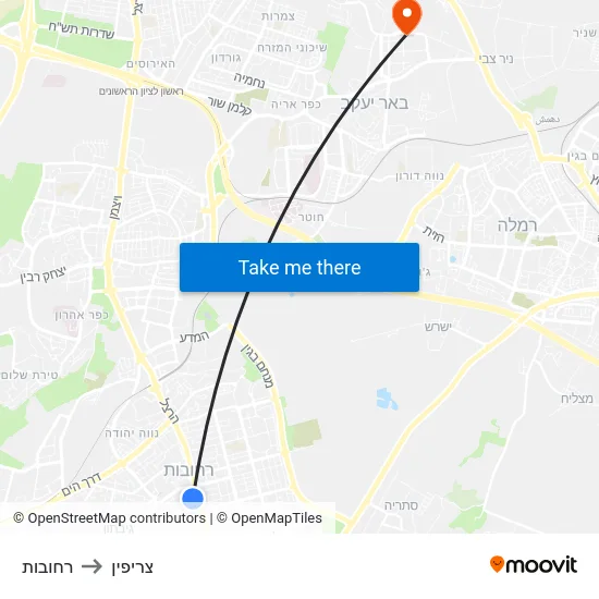 רחובות to צריפין map