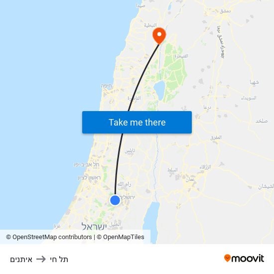 איתנים to תל חי map