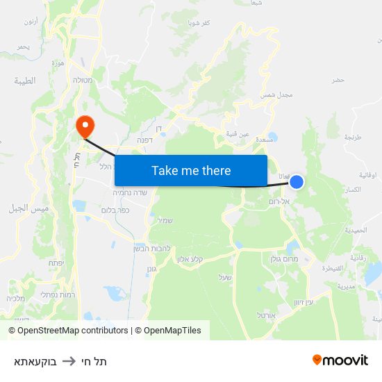 בוקעאתא to תל חי map