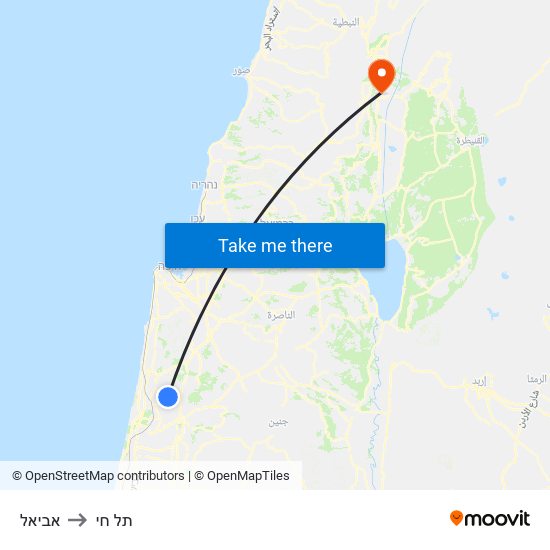 אביאל to תל חי map