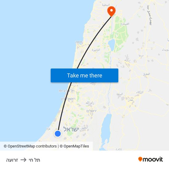 זרועה to תל חי map