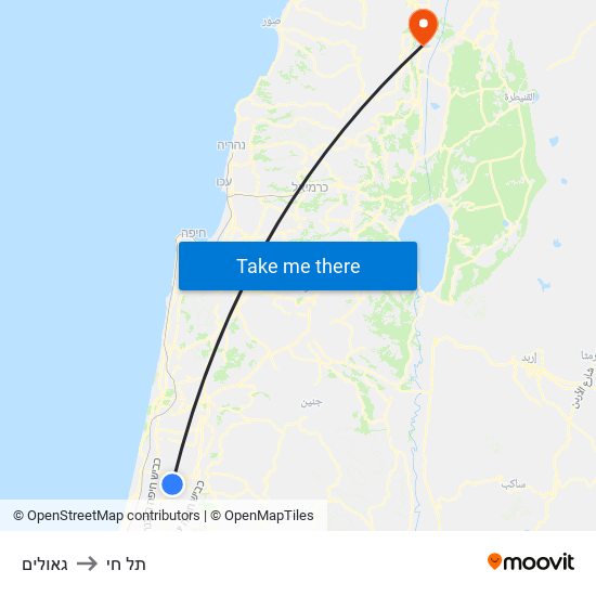 גאולים to תל חי map
