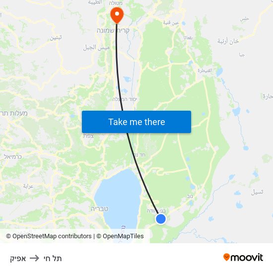 אפיק to תל חי map