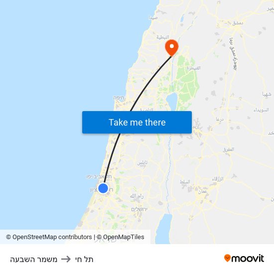 משמר השבעה to תל חי map