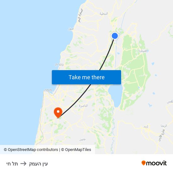 תל חי to עין העמק map