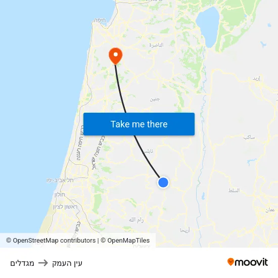 מגדלים to עין העמק map