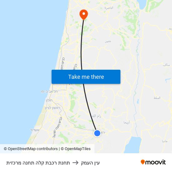 תחנת רכבת קלה תחנה מרכזית to עין העמק map