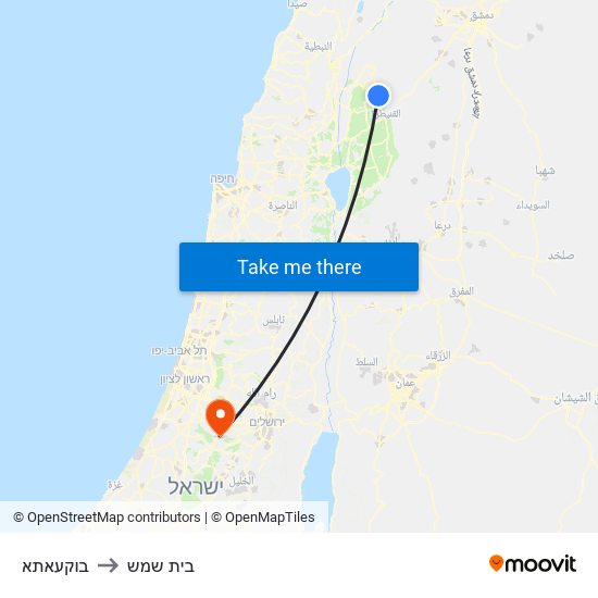 בוקעאתא to בית שמש map