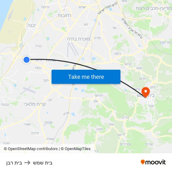 בית רבן to בית שמש map