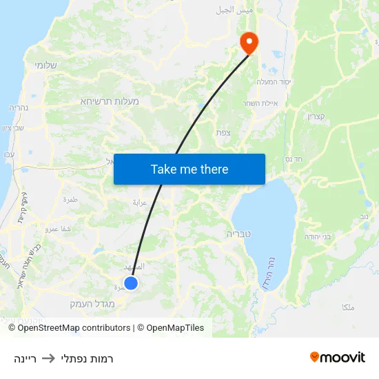 ריינה to רמות נפתלי map