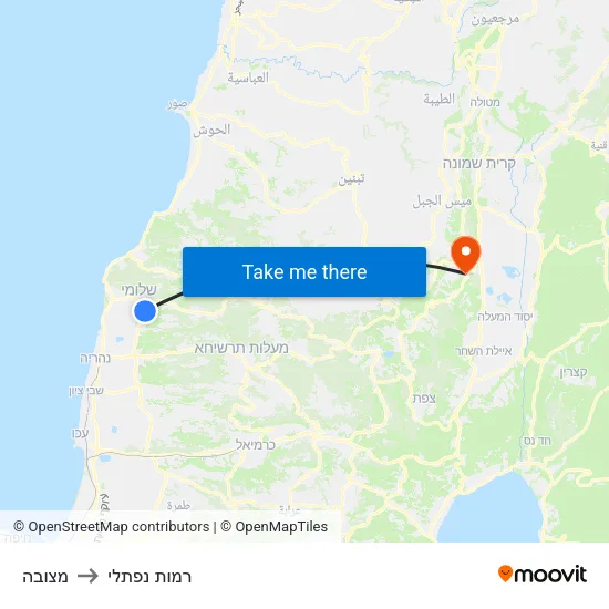 מצובה to רמות נפתלי map