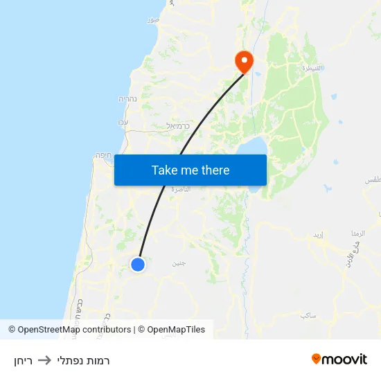 ריחן to רמות נפתלי map