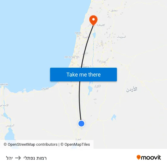 יהל to רמות נפתלי map