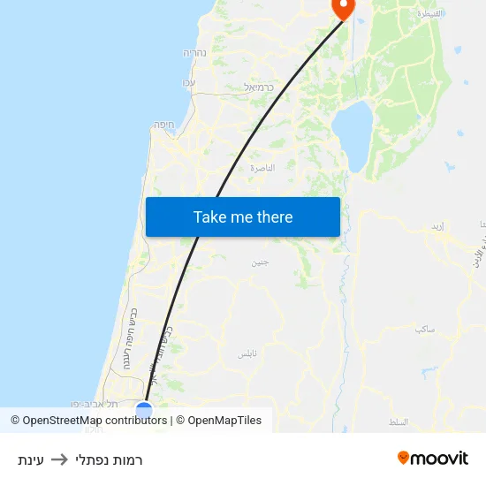 עינת to רמות נפתלי map