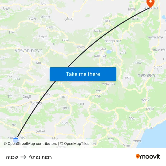 שכניה to רמות נפתלי map