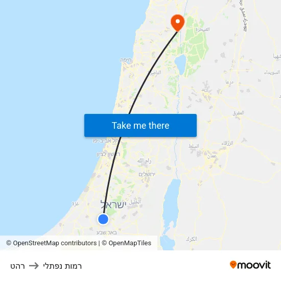 רהט to רמות נפתלי map