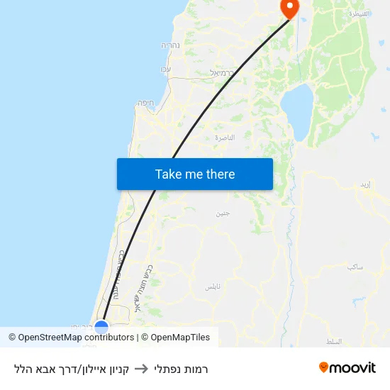 קניון איילון/דרך אבא הלל to רמות נפתלי map