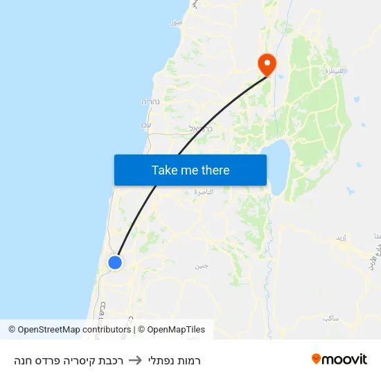 רכבת קיסריה פרדס חנה to רמות נפתלי map