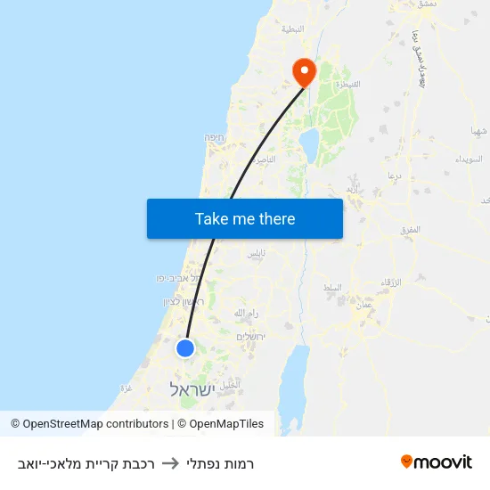 רכבת קריית מלאכי-יואב to רמות נפתלי map