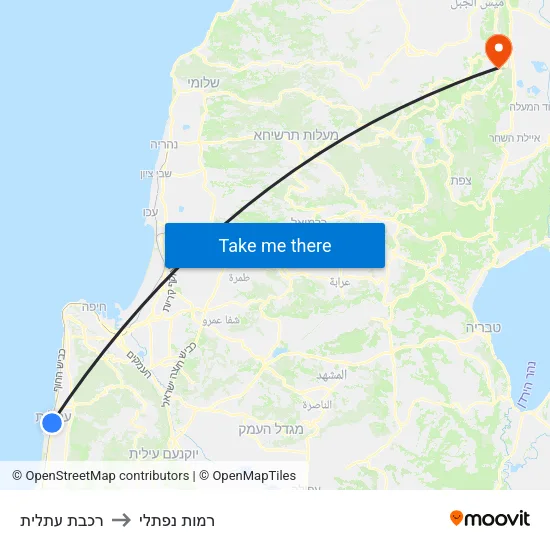 רכבת עתלית to רמות נפתלי map